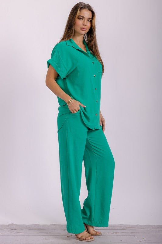 HH776X-S1 PLUS SIZE Two Pieces Shirt and Pants Set