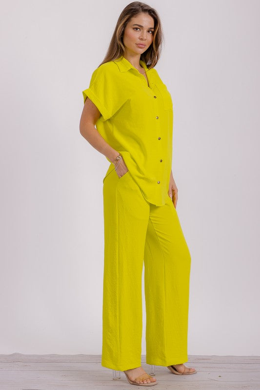 HH776X-S1 PLUS SIZE Two Pieces Shirt and Pants Set