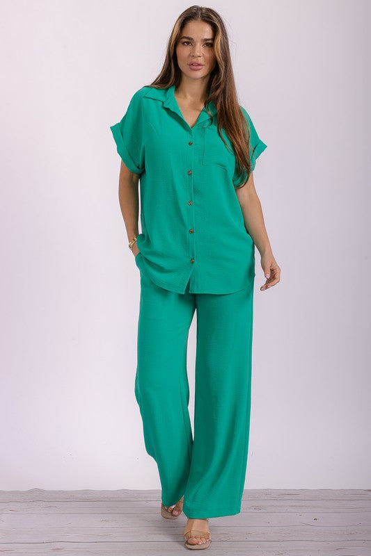 HH776X-S1 PLUS SIZE Two Pieces Shirt and Pants Set