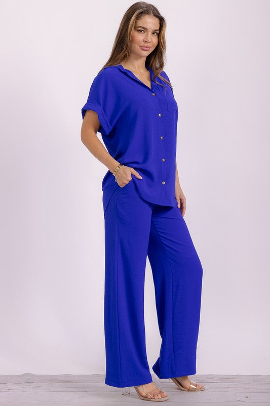HH776X-S1 PLUS SIZE Two Pieces Shirt and Pants Set