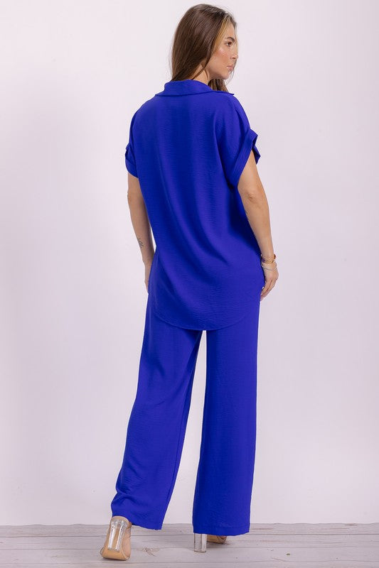 HH776X-S1 PLUS SIZE Two Pieces Shirt and Pants Set