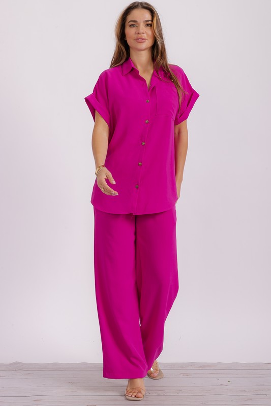 HH776X-S1 PLUS SIZE Two Pieces Shirt and Pants Set