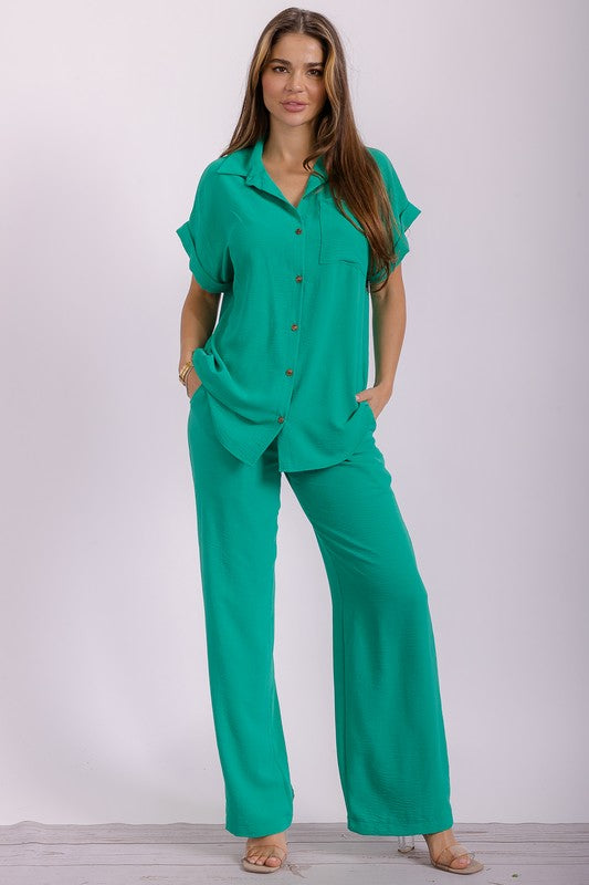 HH776X-S1 PLUS SIZE Two Pieces Shirt and Pants Set