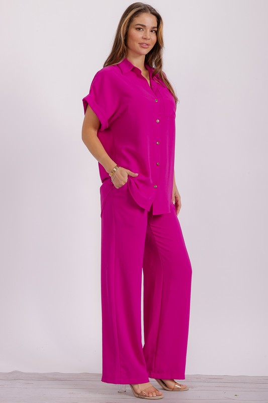 HH776X-S1 PLUS SIZE Two Pieces Shirt and Pants Set
