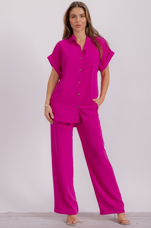 HH776X-S1 PLUS SIZE Two Pieces Shirt and Pants Set
