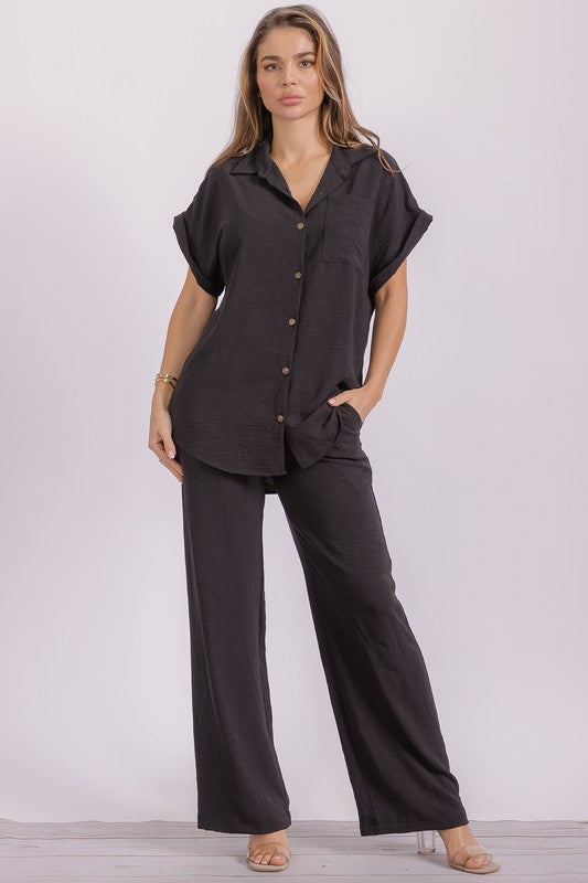 HH776X-S1 PLUS SIZE Two Pieces Shirt and Pants Set