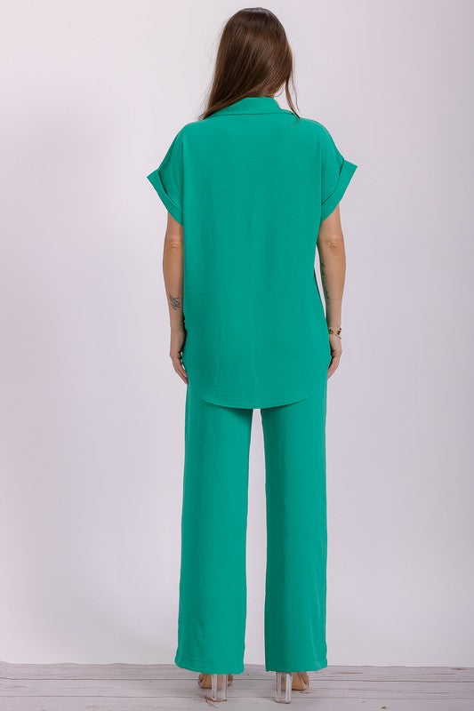 HH776X-S1 PLUS SIZE Two Pieces Shirt and Pants Set