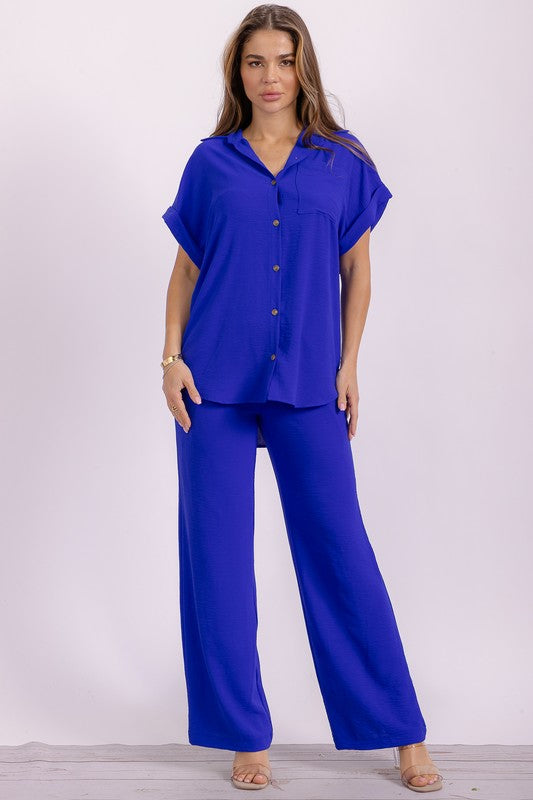 HH776X-S1 PLUS SIZE Two Pieces Shirt and Pants Set
