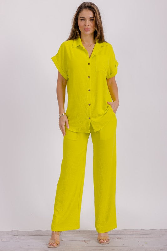 HH776X-S1 PLUS SIZE Two Pieces Shirt and Pants Set