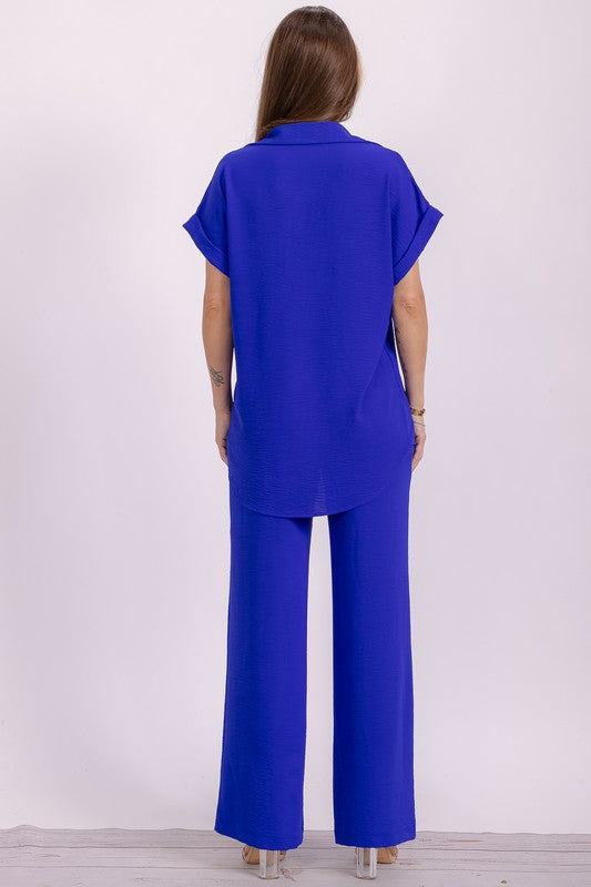 HH776X-S1 PLUS SIZE Two Pieces Shirt and Pants Set