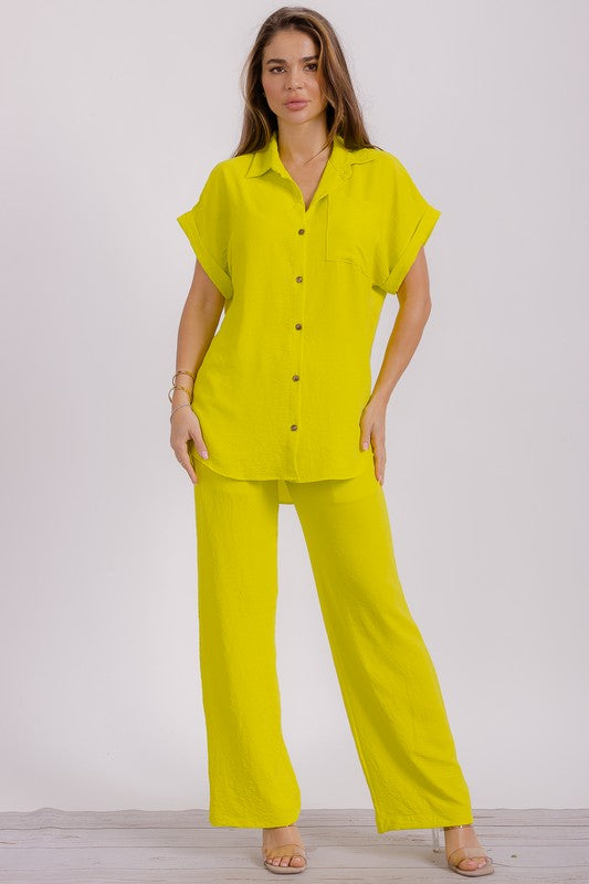HH776X-S1 PLUS SIZE Two Pieces Shirt and Pants Set