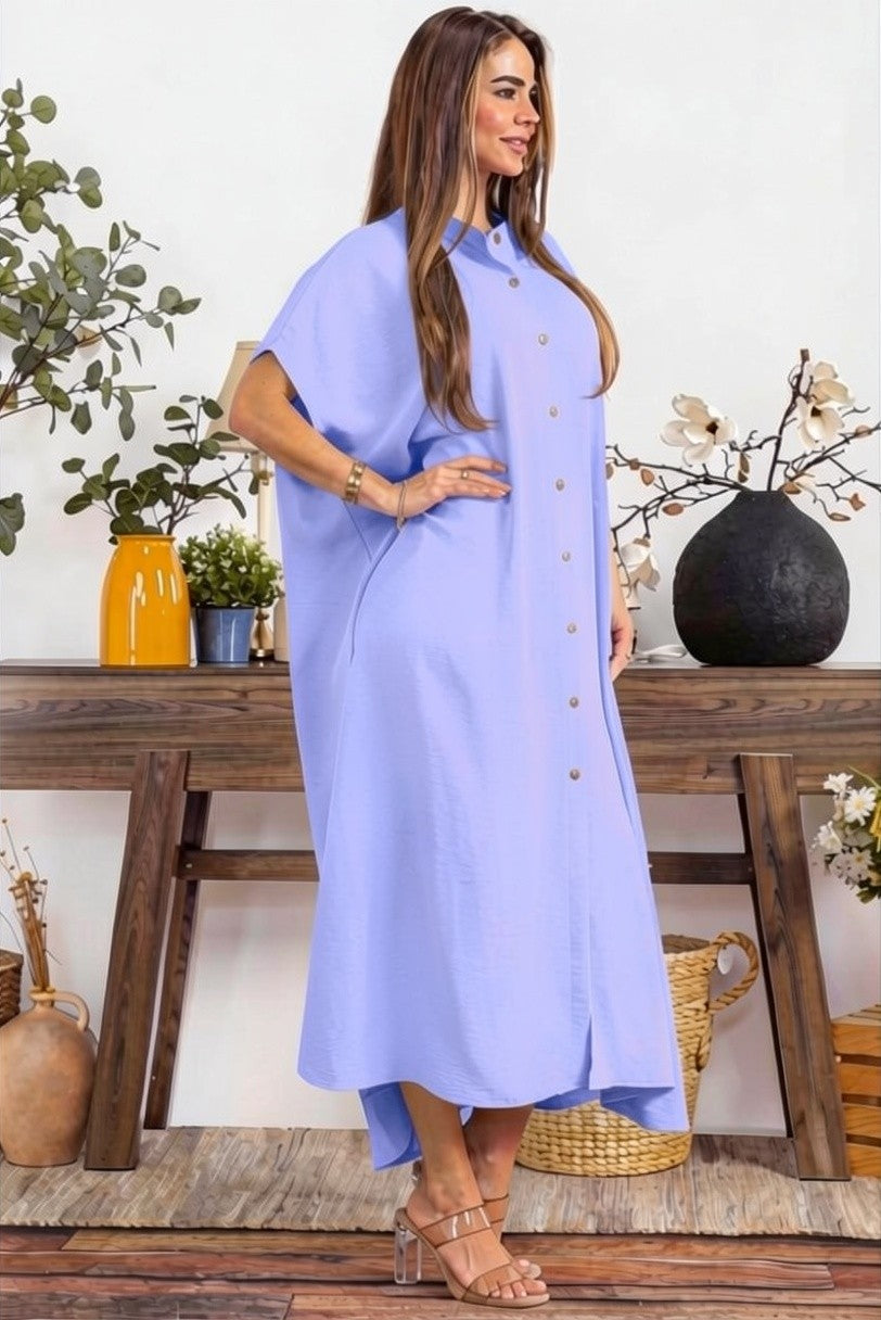 HH763R-S - OVERSIZED BUTTON DOWN DRESS