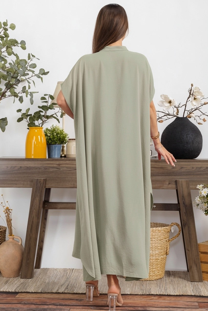 HH763P-S - PLUS SIZE OVERSIZED BUTTON DOWN DRESS