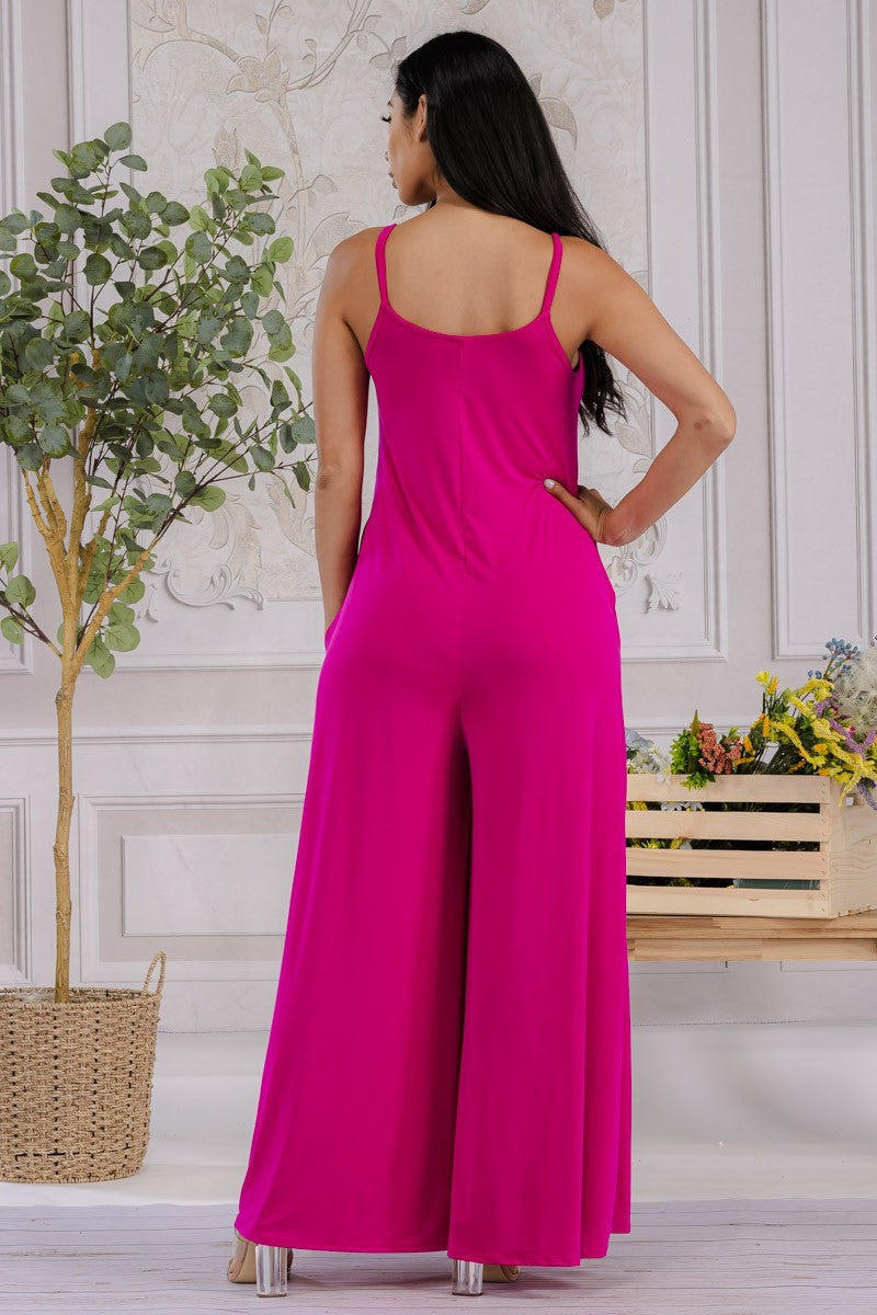 HH697R-S2 - Wide-Leg Spaghetti Strap Jumpsuit