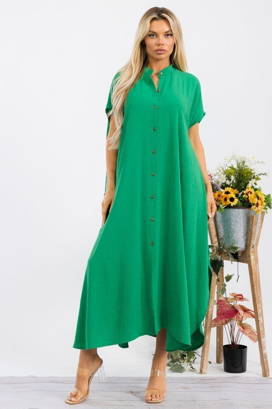 HH763X-S3 PLUS SIZE OVERSIZED BUTTON DOWN DRESS