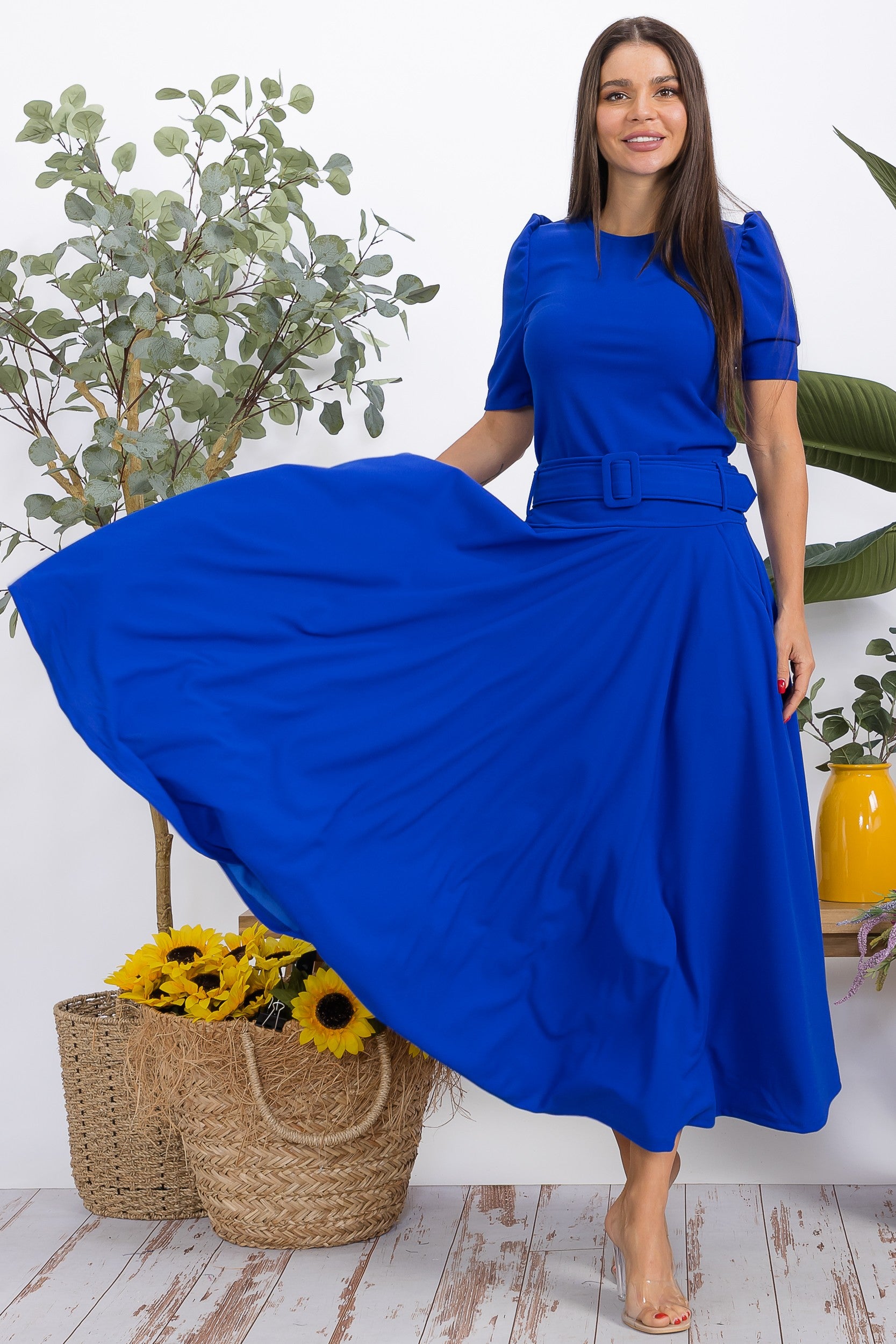 HH780X-S1 Plus Size Structured Puff Sleeve Fitted Top