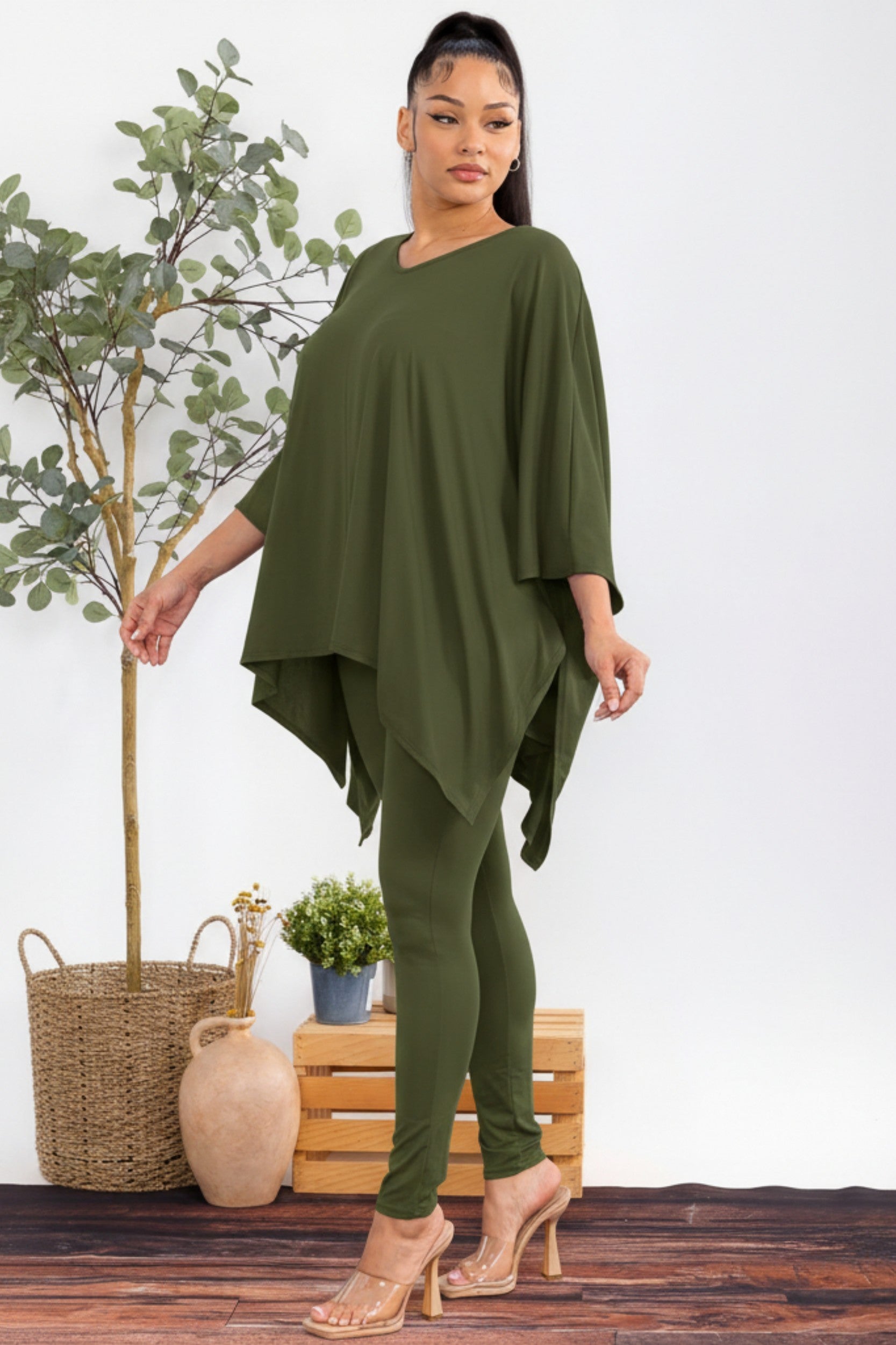 HH637R-S3 Oversized Batwing Top & Legging Set