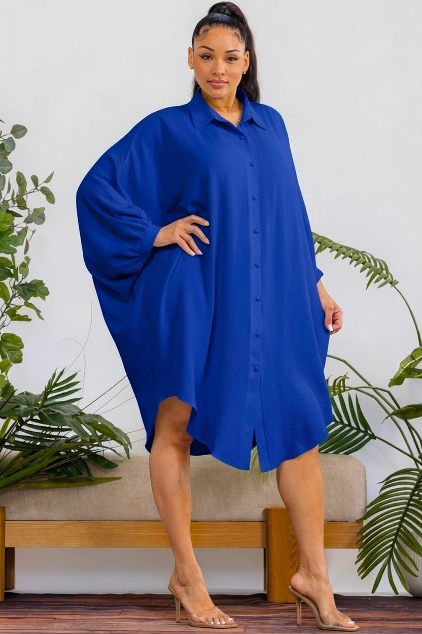 RHD127-X - Plus Size Oversized Hilow Dress