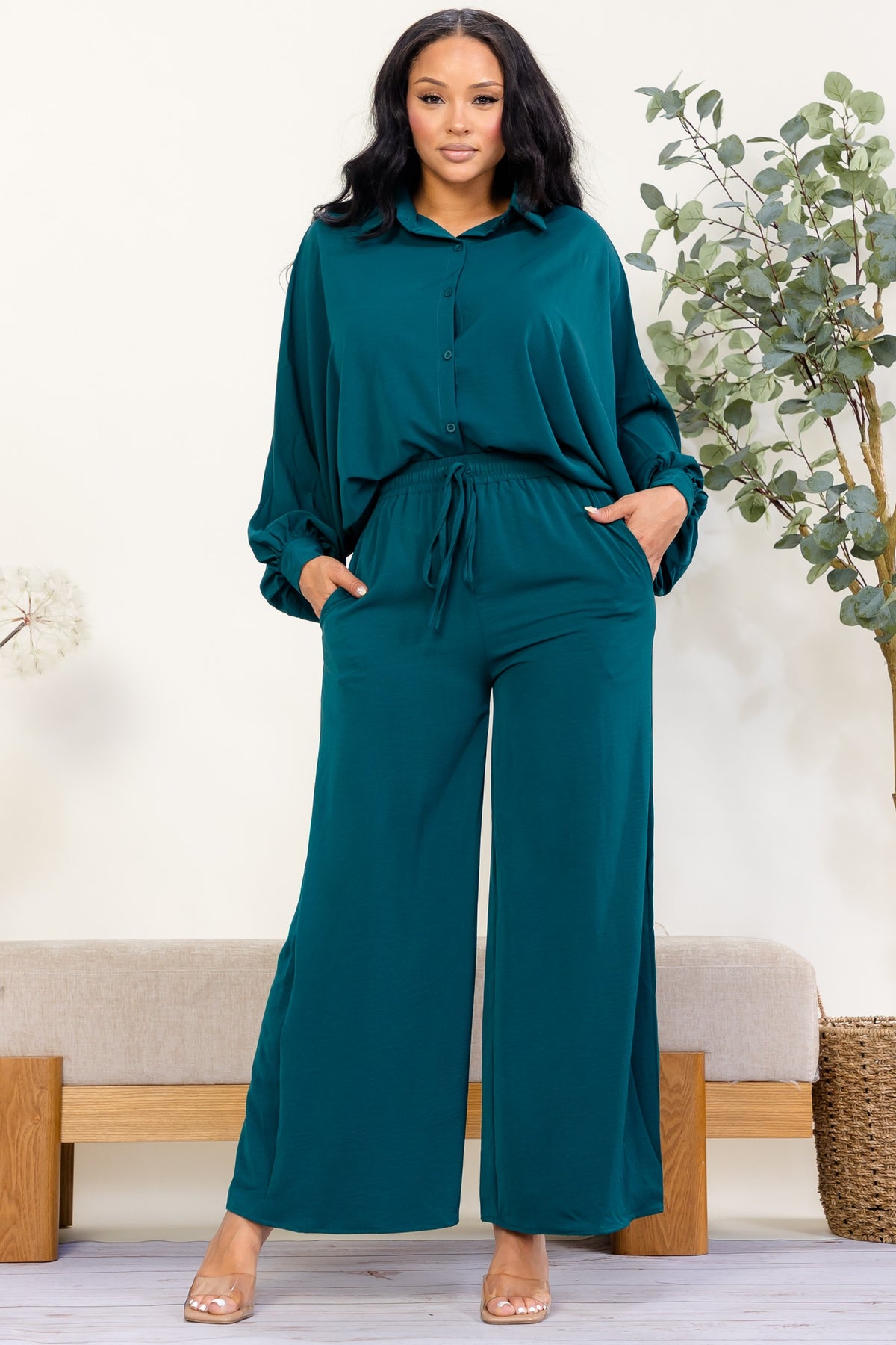 SS2709 - R - Relaxed Wide-Leg Two-Piece Set