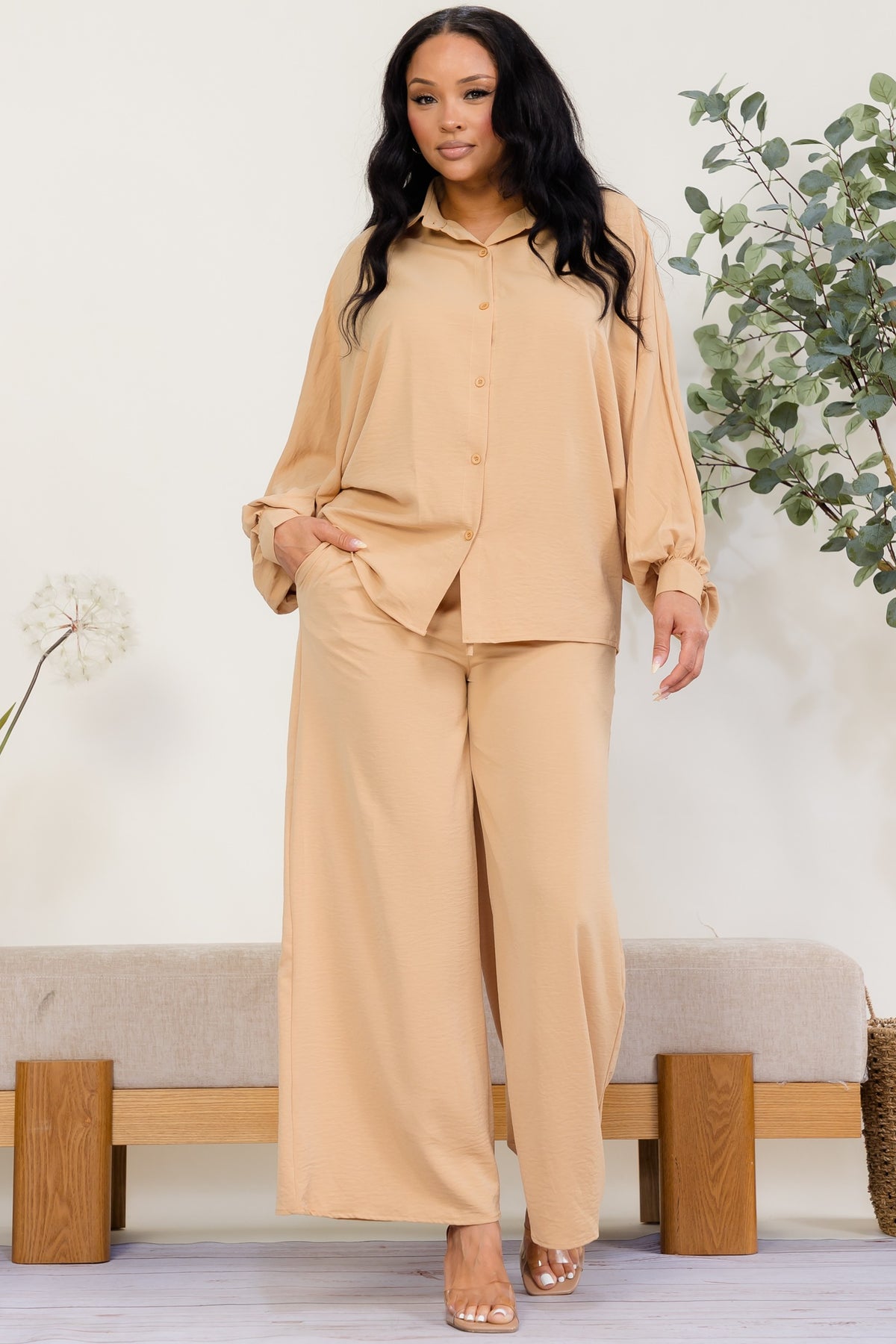 SS2709 - R - Relaxed Wide-Leg Two-Piece Set