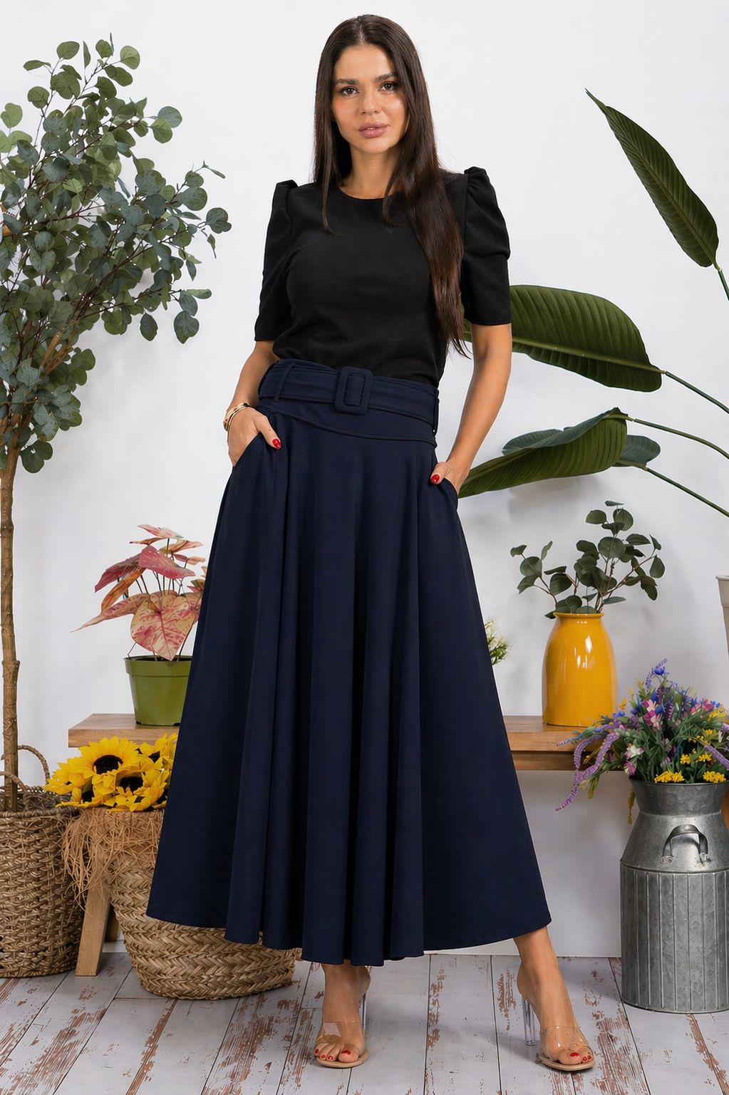 S25670 - Luxe Flow Midi Skirt