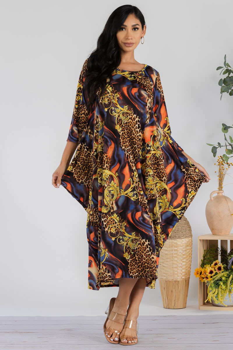 SAN151X1-MULTI PLUS SIZE HAREM MIDI DRESS