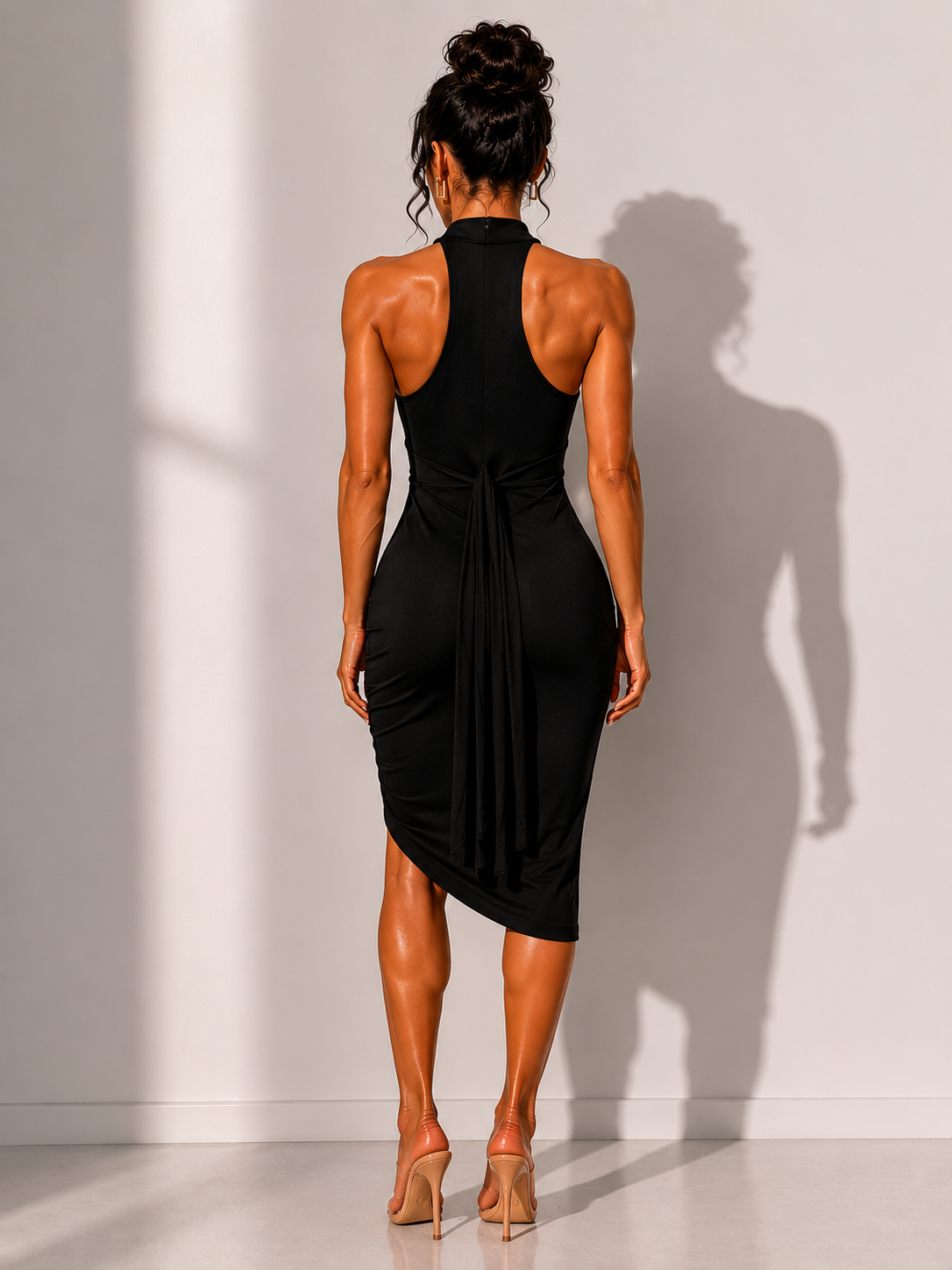 D2234 - Halter Neckline Midi Dress