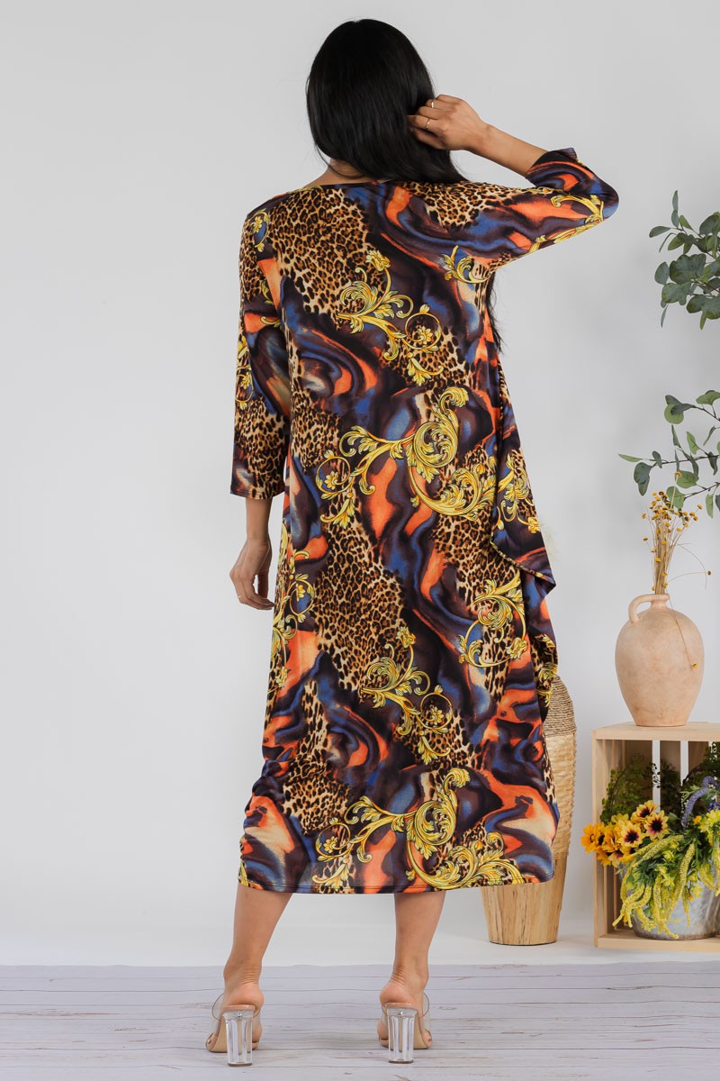SAN151X1-MULTI PLUS SIZE HAREM MIDI DRESS
