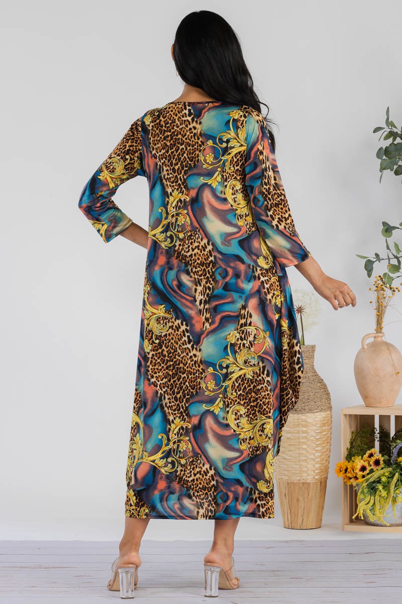 SAN151X1-MULTI PLUS SIZE HAREM MIDI DRESS