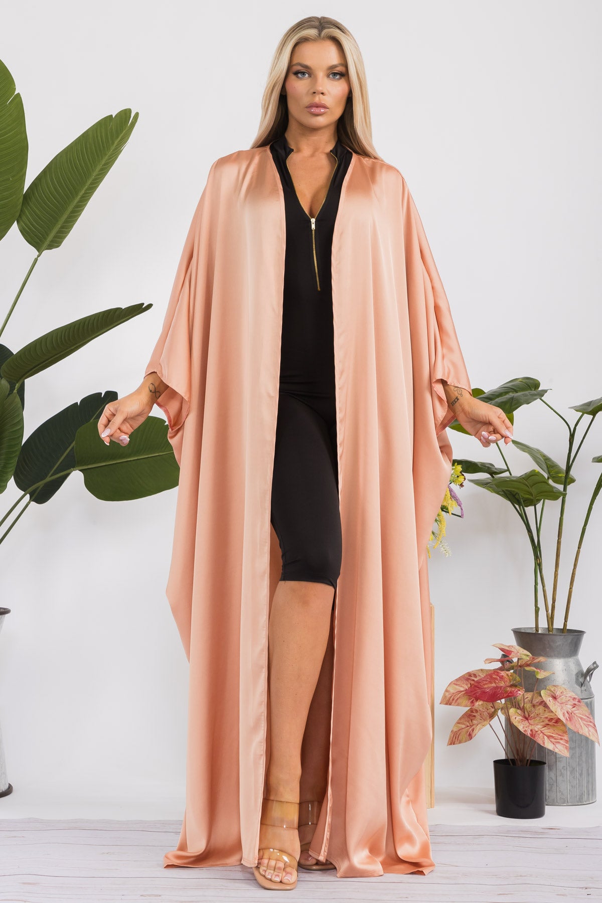 HH707D-R-S OPEN FRONT DUSTER ROBE