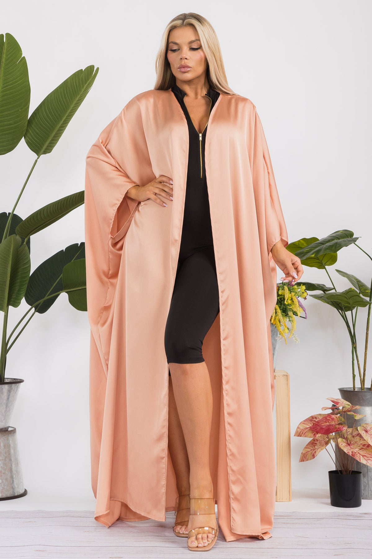 HH707D-R-S OPEN FRONT DUSTER ROBE