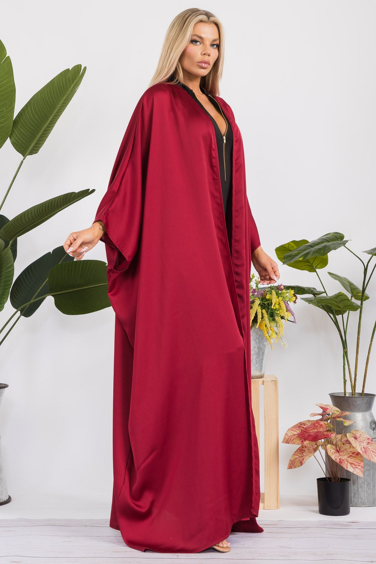HH707D-R-S OPEN FRONT DUSTER ROBE
