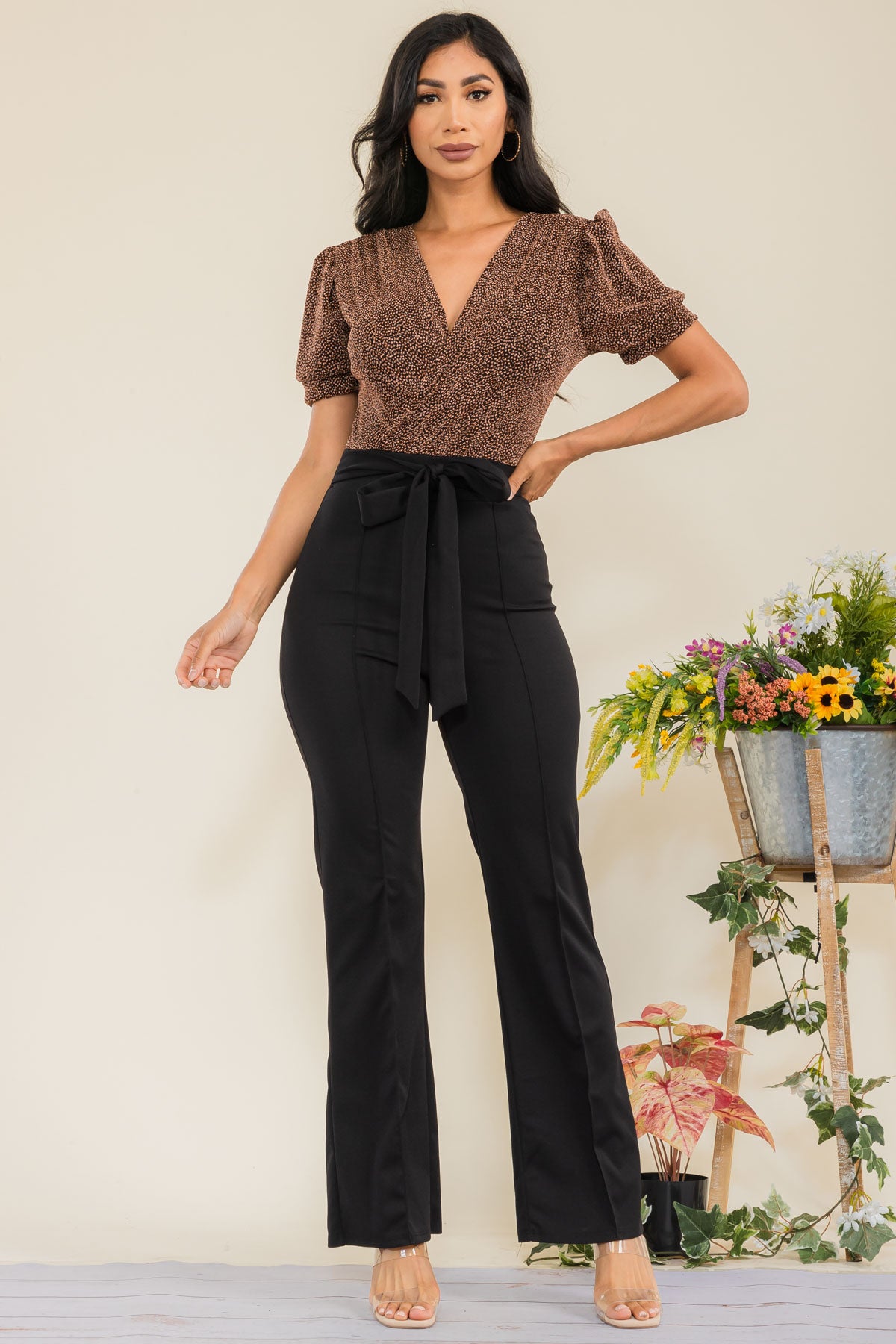 HH739R-S - Sequin Top Jumpsuit