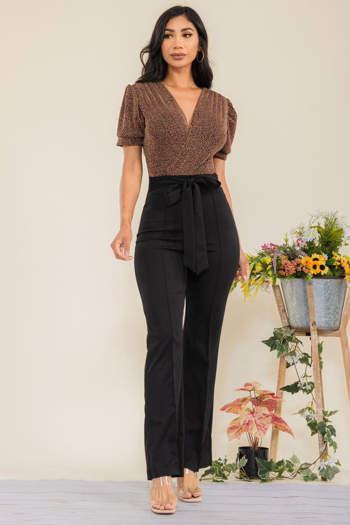 HH739R-S - Sequin Top Jumpsuit