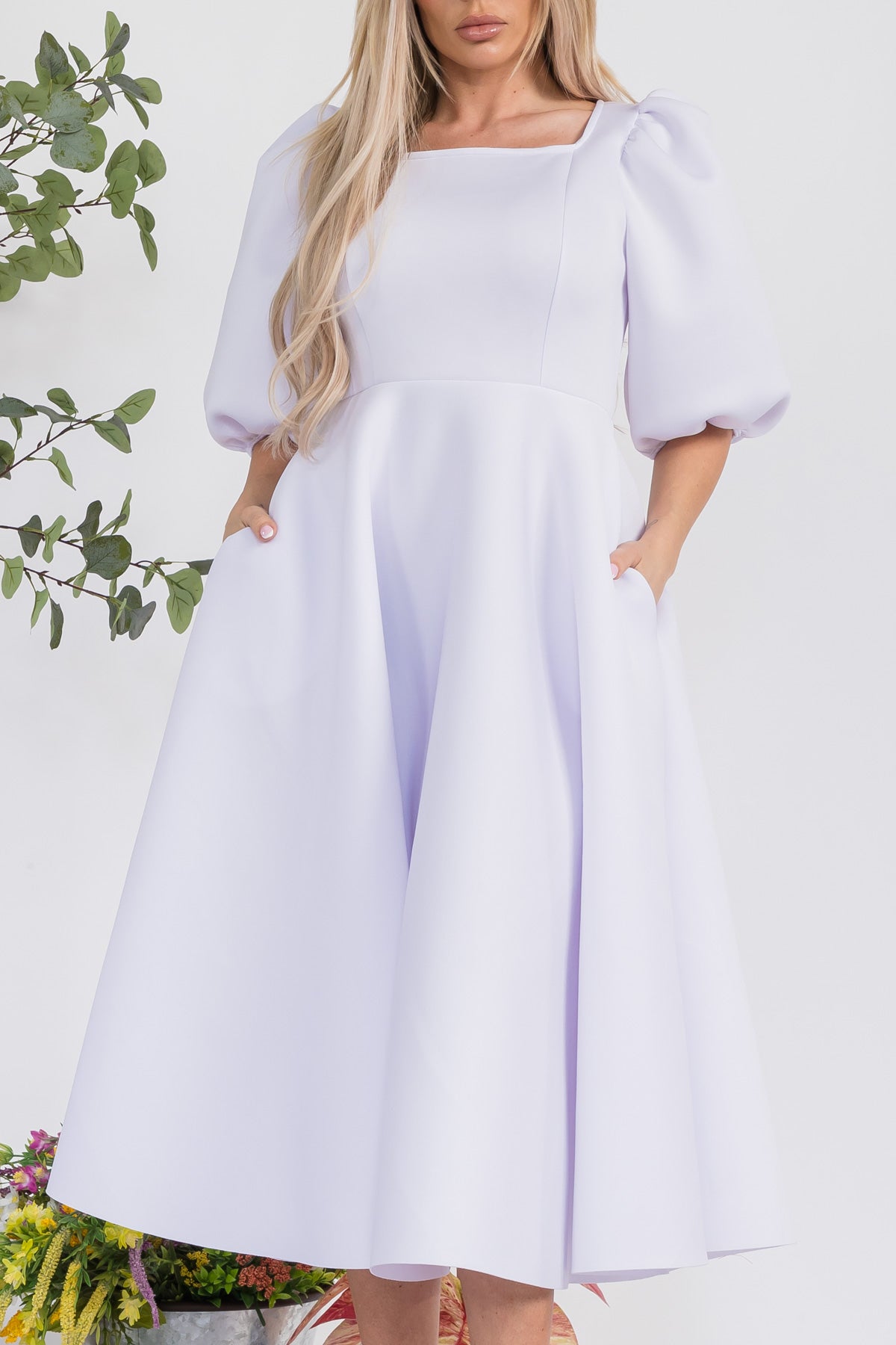 HH727R-S - PUFF SLEEVE DRESS