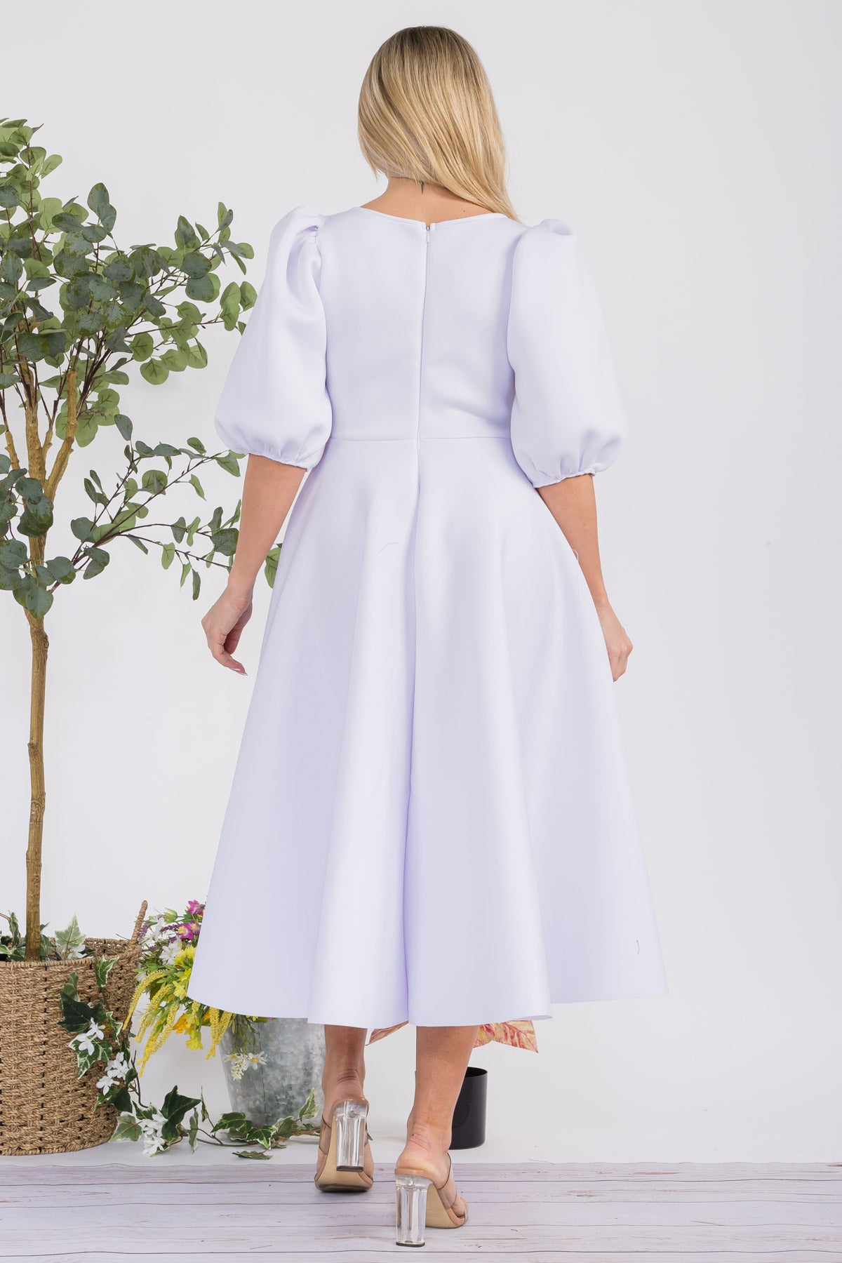 HH727R-S - PUFF SLEEVE DRESS