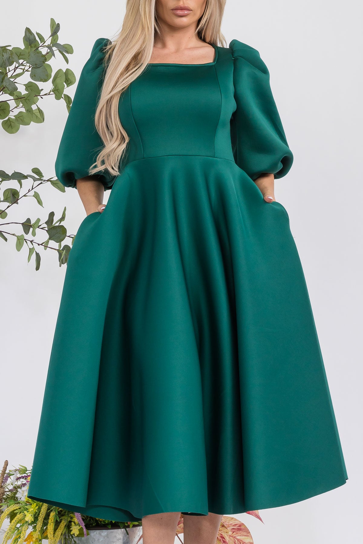 HH727R-S - PUFF SLEEVE DRESS