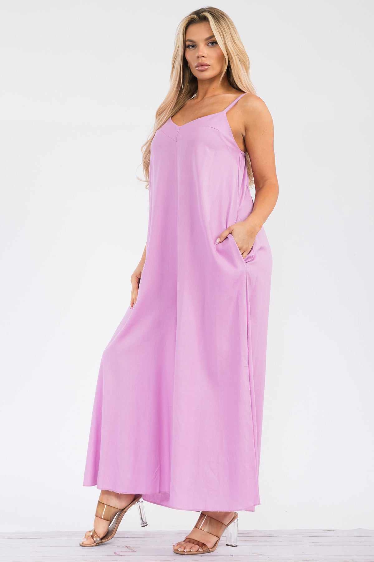 HH756R-S - WIDE LEG SLEEVELESS LINEN JUMPSUIT