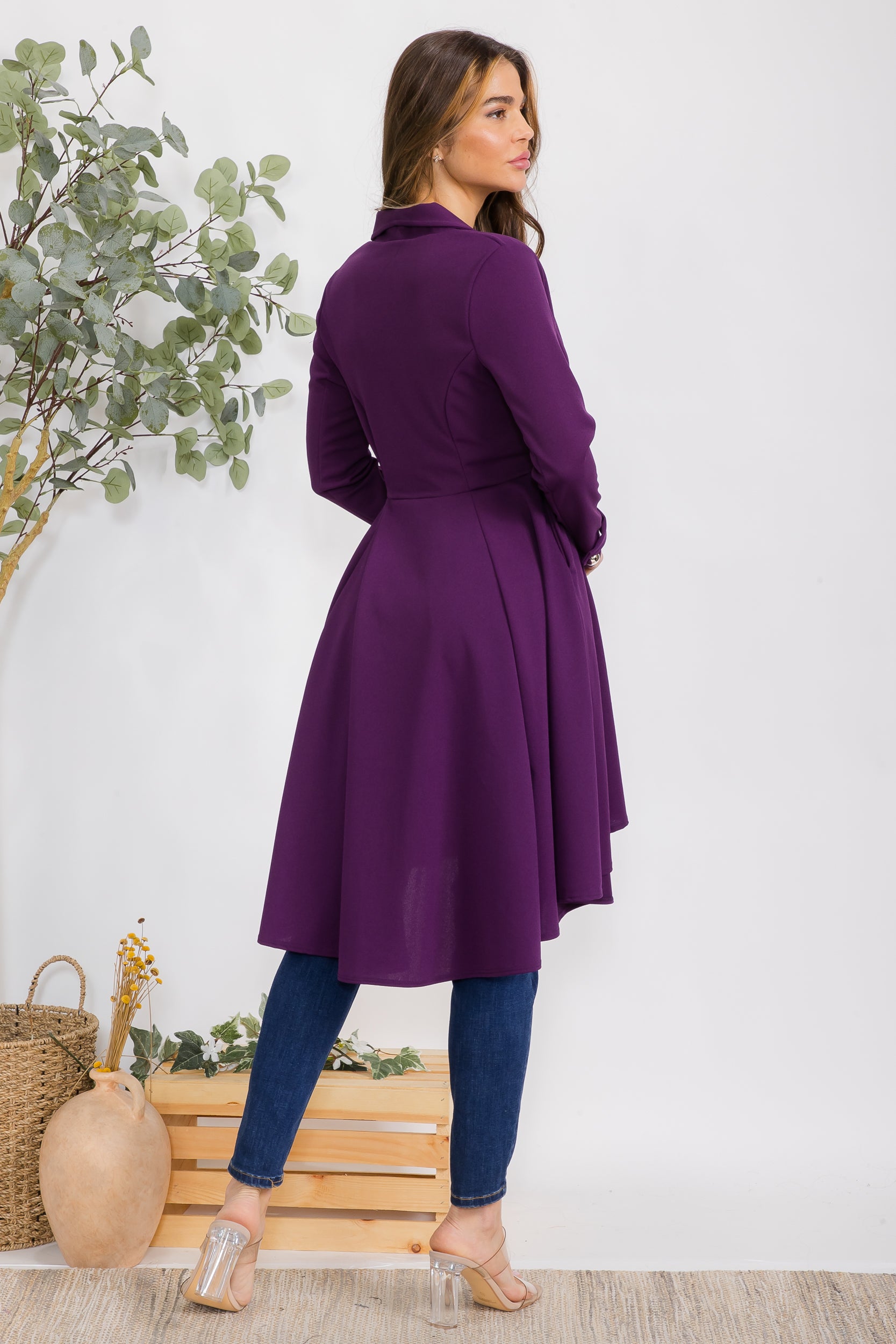 HH744X-S Plus Crepe Hi-lo Cardigan