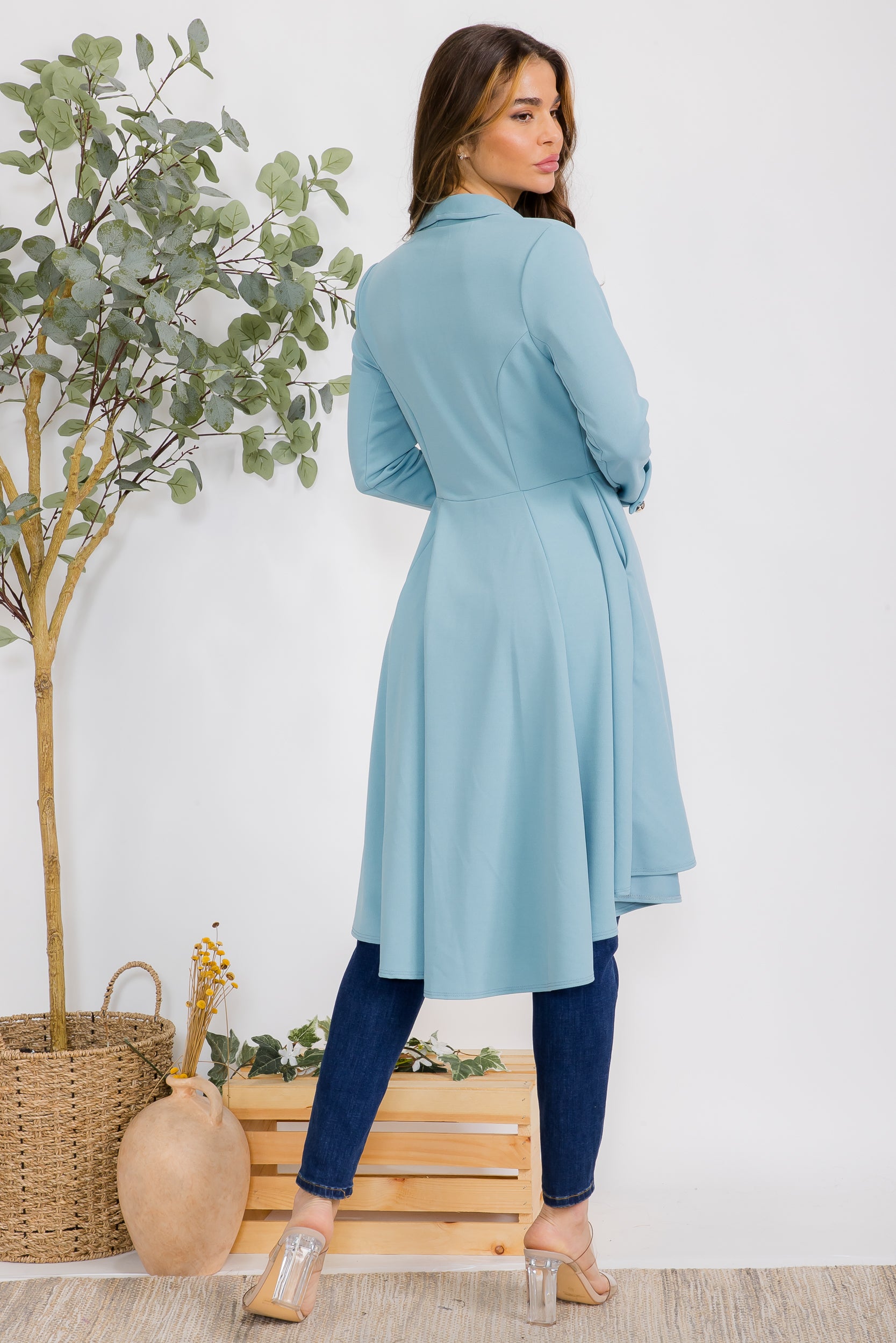 HH744R-S Crepe Hi-lo Cardigan