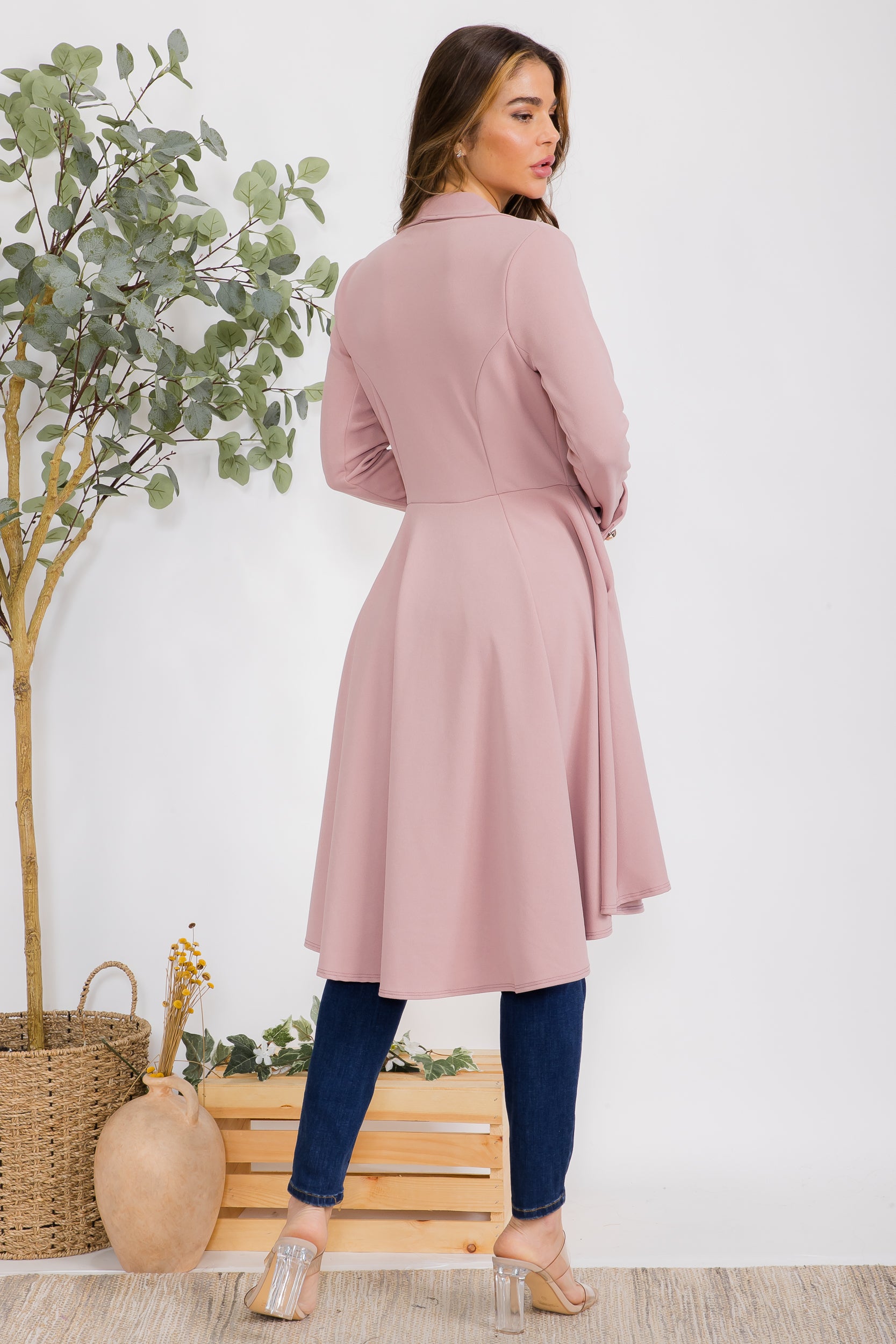 HH744R-S Crepe Hi-lo Cardigan