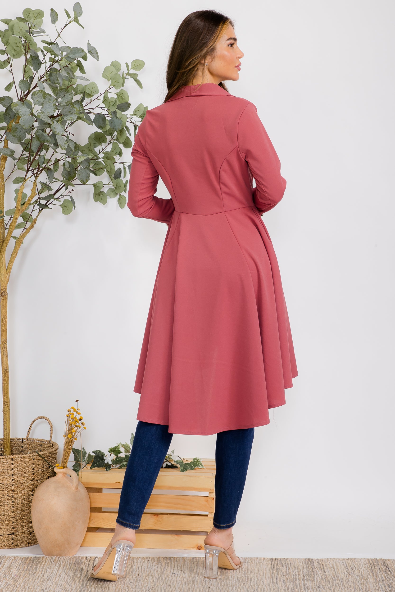 HH744R-S Crepe Hi-lo Cardigan
