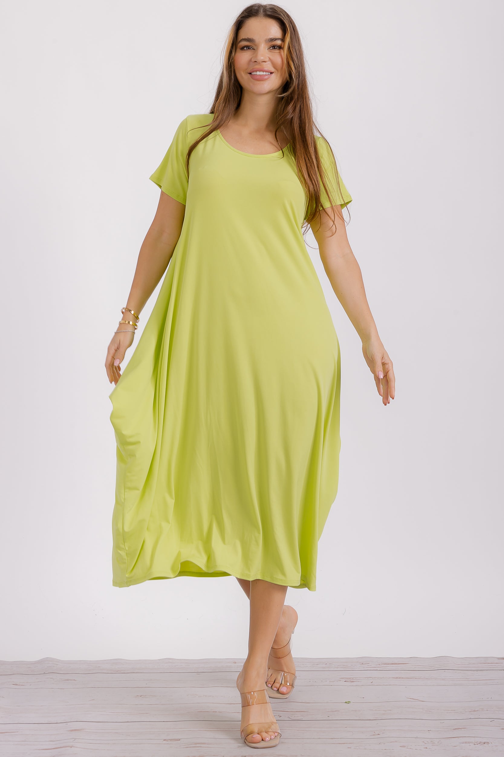 SAN151BX-S Plus Harem Midi Dress/Short Sleeve