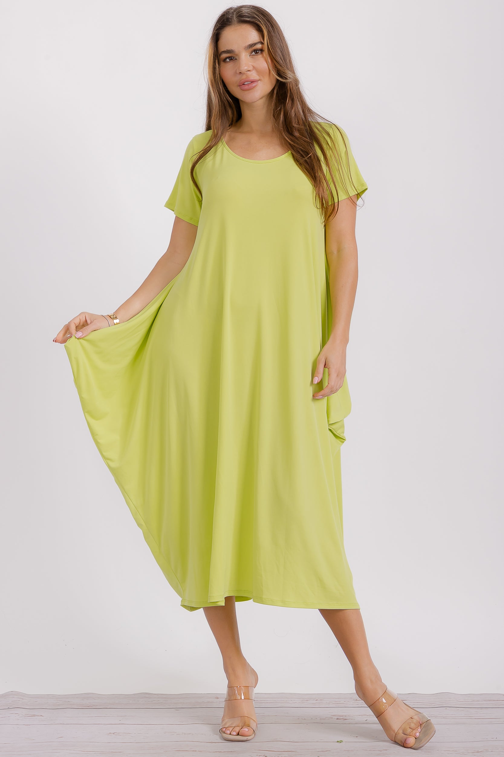 SAN151BX-S Plus Harem Midi Dress/Short Sleeve