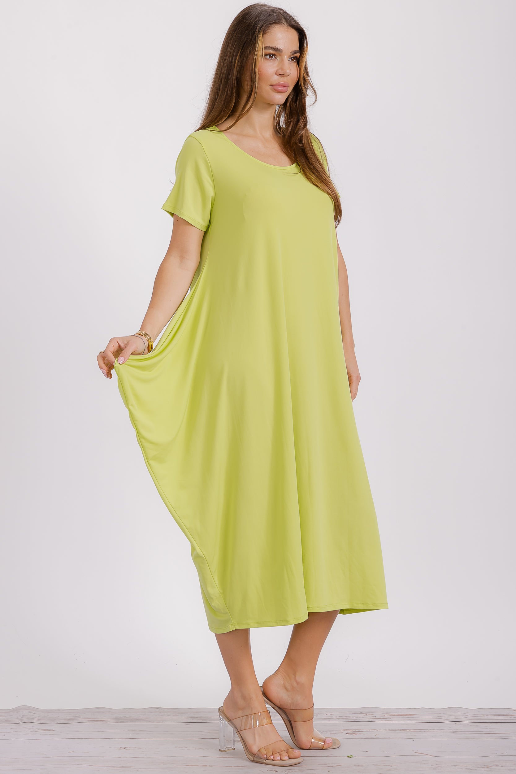 SAN151BX-S Plus Harem Midi Dress/Short Sleeve