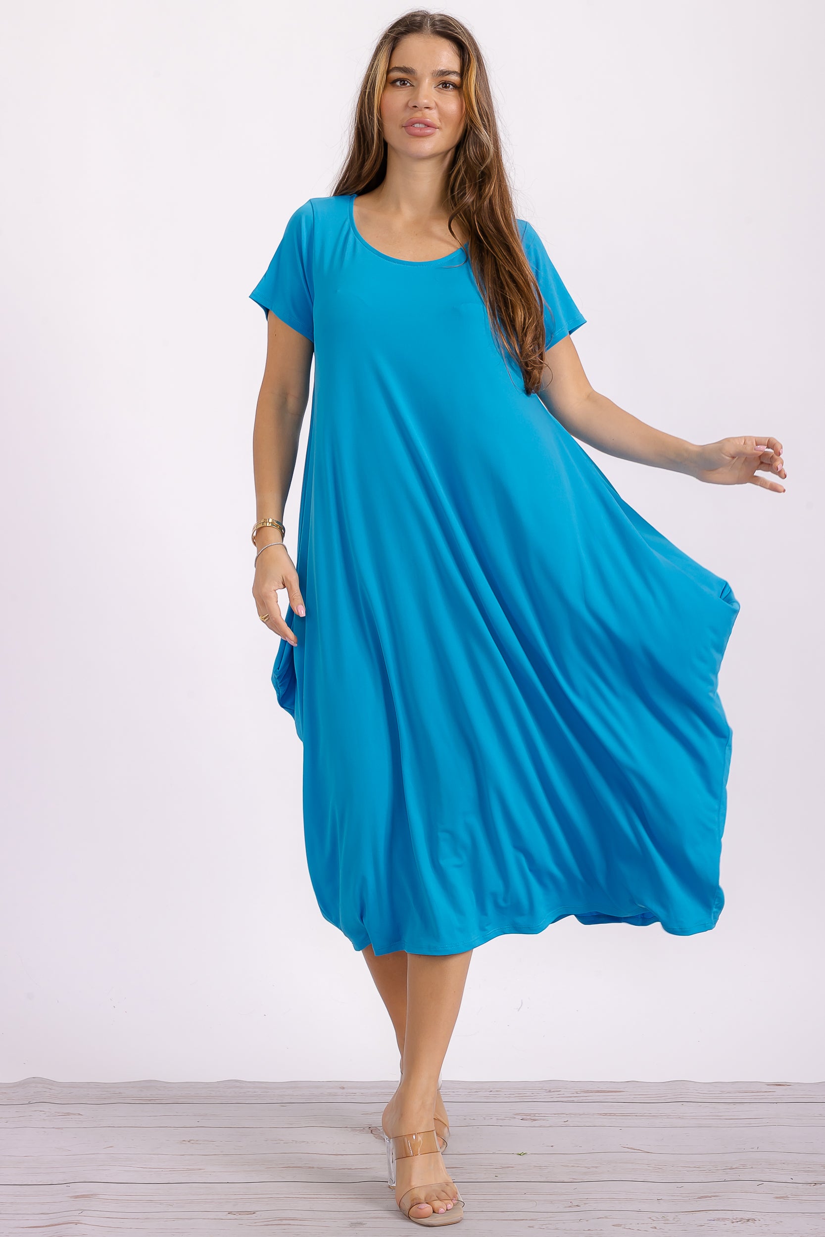 SAN151BX-S Plus Harem Midi Dress/Short Sleeve