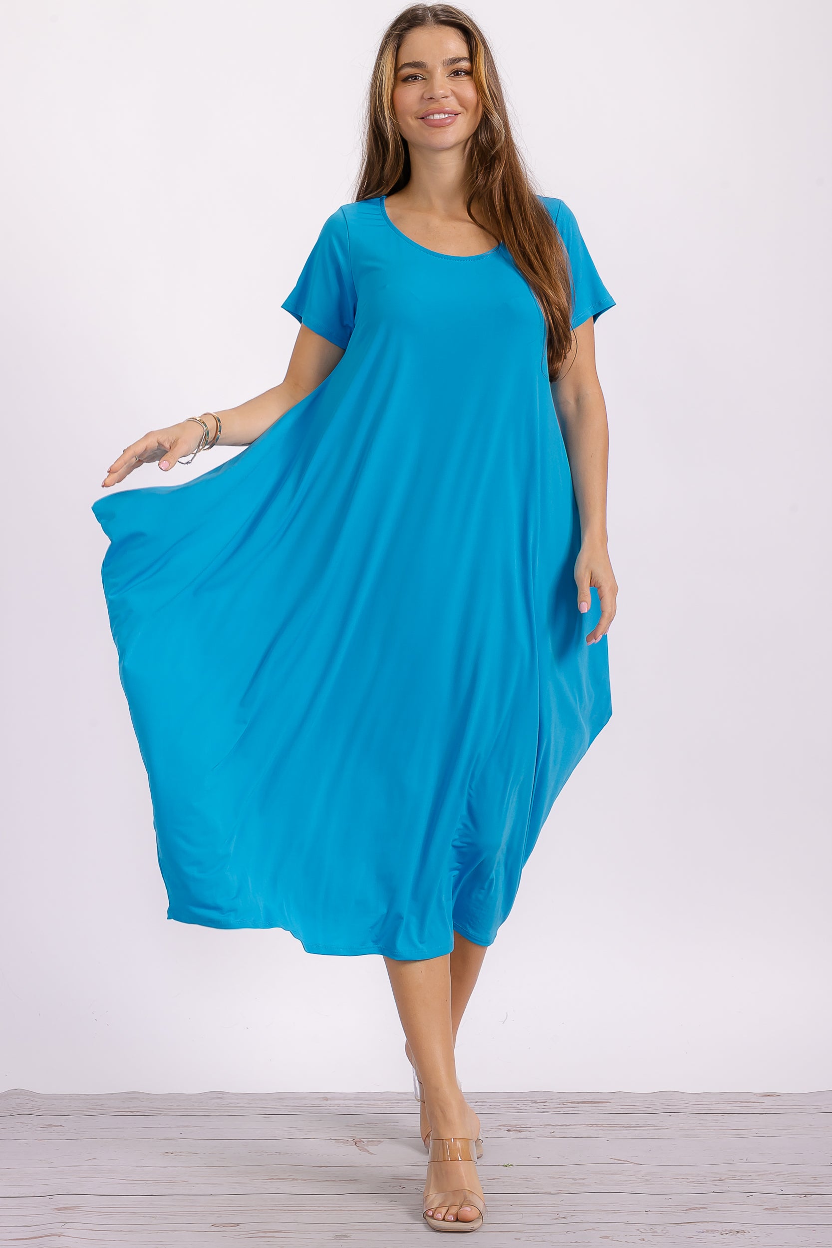 SAN151BX-S Plus Harem Midi Dress/Short Sleeve