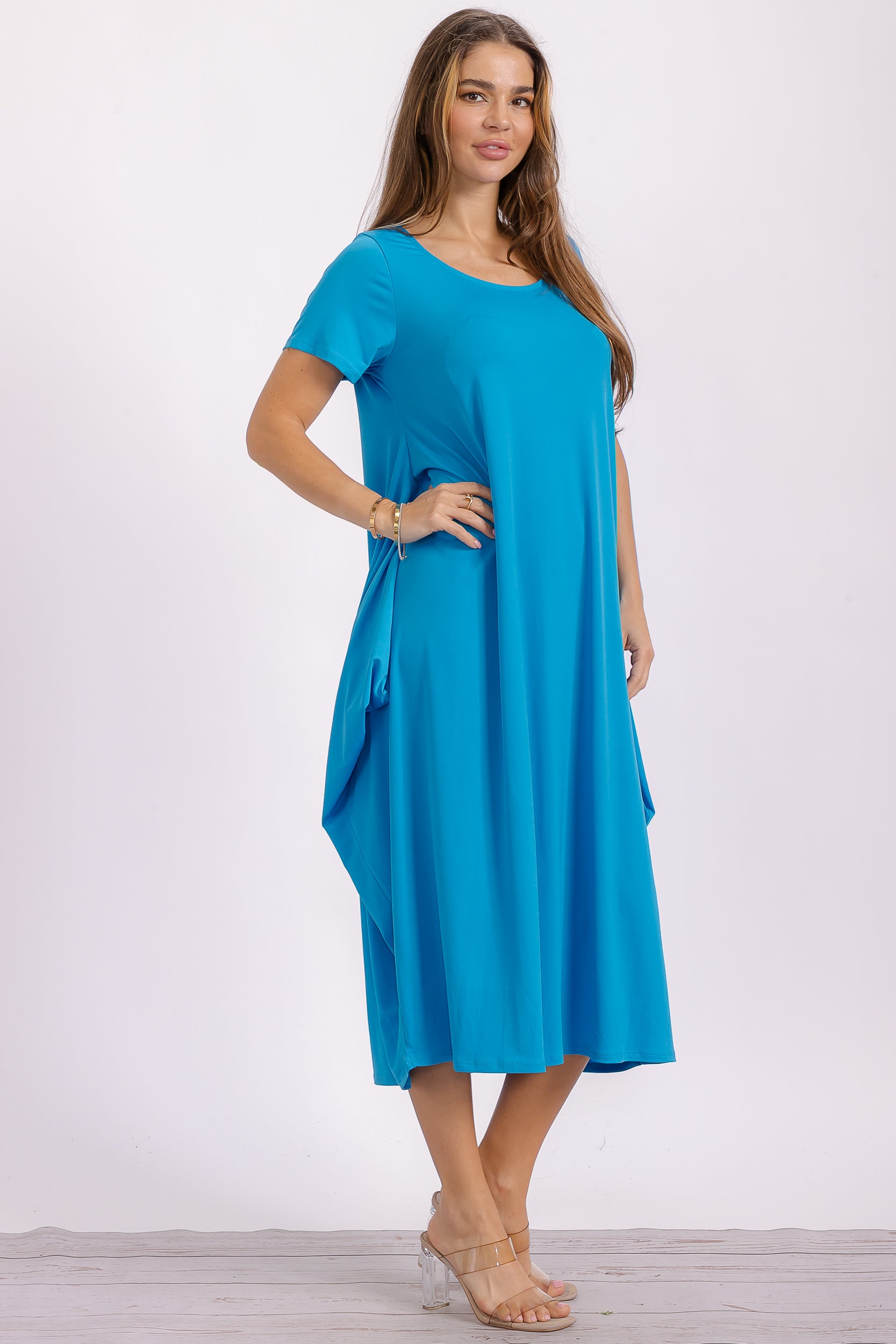 SAN151BX-S Plus Harem Midi Dress/Short Sleeve