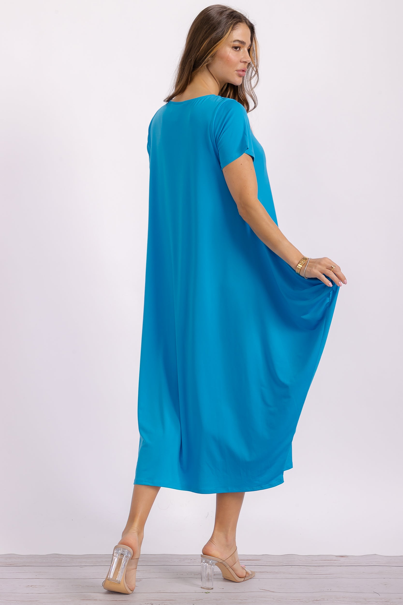 SAN151BX-S Plus Harem Midi Dress/Short Sleeve