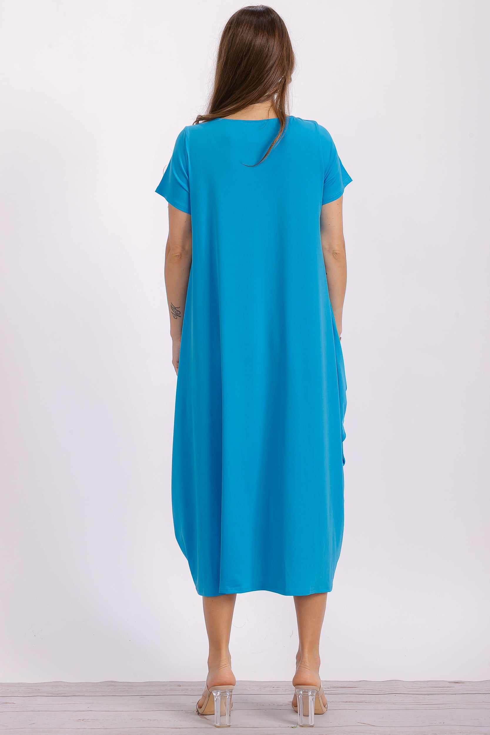SAN151BX-S Plus Harem Midi Dress/Short Sleeve